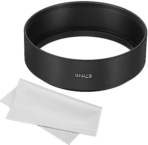 PATIKIL 67mm Lens Hood, Standard Focus Frosted Surface Anti-reflective Inside Hood with Cleaning Cloth for Camera Lens, Black for Nikon, for Fujifilm, for Pentax, for Leica