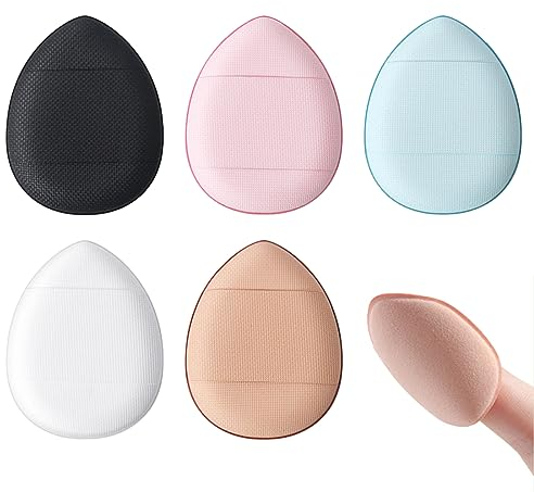 5 Stück Mini-Schwämme Puderquaste Fingerquaste Dreieck Weiche Make-Up Puderquaste Für Mineralpuder Kosmetik Lose Puder Nass Trocken Foundation Weihnachten Kostüm Festival Beauty Tool(Fünf Farbe