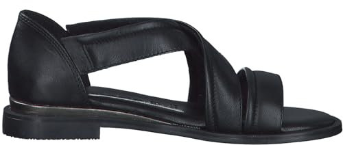 Tamaris Damen Sandaletten, Frauen Sandalen,Sommersandalen,bequem,flach,Sommerschuhe,Freizeitschuhe,offene Schuhe,Black Leather,36 EU