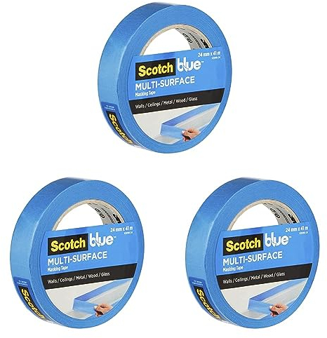 ScotchBlue Premium 2090 UK Abdeckband für Wände, Decken, Metall, Holz und Glas, blau, 24mm (Packung mit 3)