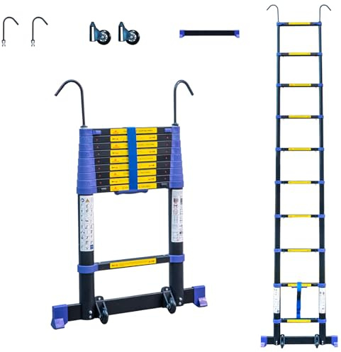 HOSTRÖM Teleskopleiter 2,9m Telescova9+, Aluminium, faltbar, ausziehbar, multifunktional, Arbeitshöhe max. 3,8 m, abnehmbare Haken, 5 Jahre Garantie