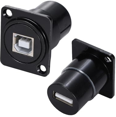 ANMBEST 2PCS Panel Mount USB B to USB A D Type Connector for Printer