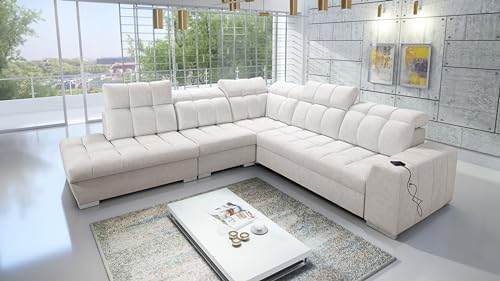 All4All Ecksofa mit Schlaffunktion Piaggio IX - 285x300cm - Sofa mit Bettkasten - Schlafsofa L-Form - Eckcouch - Couch - Sofaeck - Bett - Wohnzimmer - Terra 06 Seite Links 26