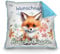 PR Print Royal Personalisiertes Kuschel-Kissen für Kinder mit Füllung - mit Name selbst gestalten - Fuchs Kissen für Mädchen und Jungs, Kinderkissen mit Name | 40 x 40 cm, Rückseite Hellblau