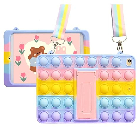 XZC Funda para Samsung Galaxy Tab A9 8,7'' 2023 SM-X110/X115/X117 Push Pop de Silicona a Prueba de Golpes con Soporte Plegable y cordón (para Samsung Galaxy Tab A9 de 8.7 Pulgadas 2023)