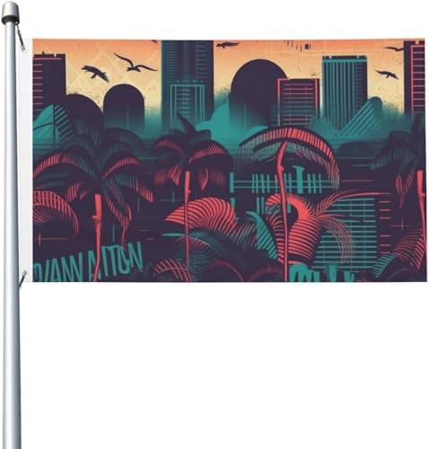 Miami Metall-Rosenflagge 3x5 FT Outdoor-Banner Urlaub Gartenflagge Willkommens-Hofbanner Hausgarten Hof Rasendekoration Flaggen für drinnen und draußen doppelseitiger Druck