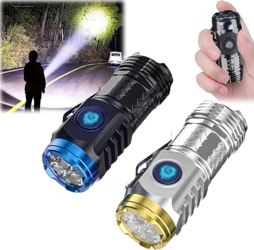 Hehimin Mini linterna monstruo de tres ojos, linterna LED portátil ultra brillante, mini linterna súper brillante, linterna portátil, linterna de bolsillo impermeable para exteriores (mezcla de 2