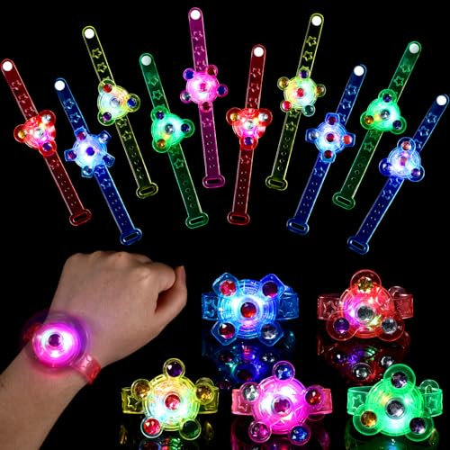 SCIONE 12 St.LED Leuchtarmbänder für Kinder Klassenzimmer Preise Party Geschenke für Kinder Geburtstag LED Leuchtspielzeug Partyartikel Fidget Armbänder