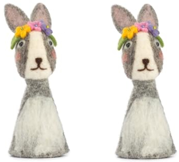 LK Trend & Style Eierwärmer aus Filz - Doppelset für das Paar liebevolle Tiere (2 x Hase 17 cm)