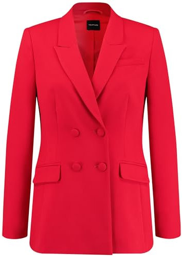 Taifun Damen Doppelreihiger Blazer Langarm, geknöpfte Armschlitze unifarben Digital Red 36