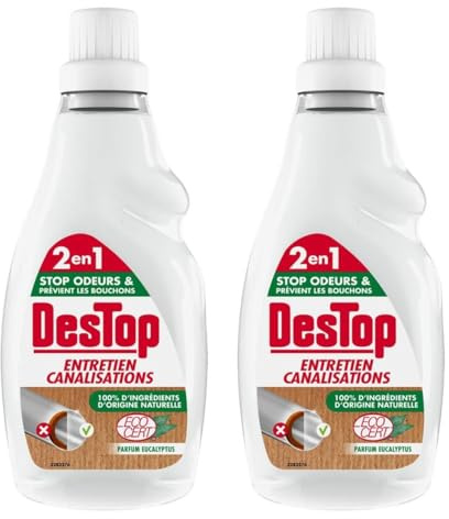 DESTOP Lot de 2 x 750ml Gel Entretien Canalisation Ecologique
