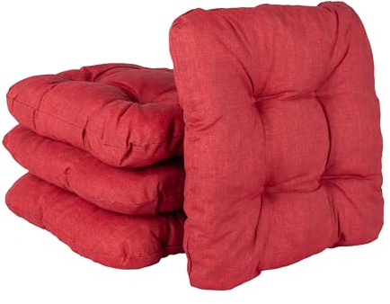 HLKauf 4 | 6 | 8er Set Sitzkissen 36x36x6 cm | weiche Kissen | Für Garten, Camping, Gastronomie oder Bistro | Oeko-Tex und Made in EU (Bordeaux & 1x HLKauf-Block, 8er-Set)