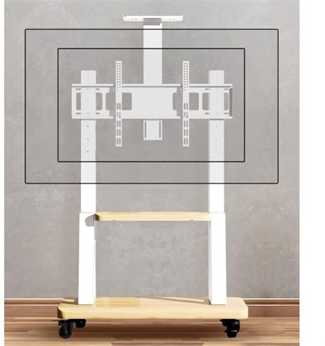 Supports TV Mobiles à Double Plateau compatibles 32-120 Pouces, Meuble TV Petit Espace pour Salle de réunion à Domicile, Salons Professionnels Busienss, Chariot de télévision au Sol