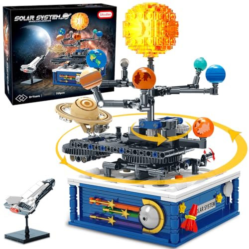 Sitodier Jouet de Construction Rotatif pour Le système Solaire, 758pcs Exploration de l'espace Jeu de Construction pour garçons de Plus de 6 Ans, Jouet éducatif pour Les Enfants de 8 à 13 Ans