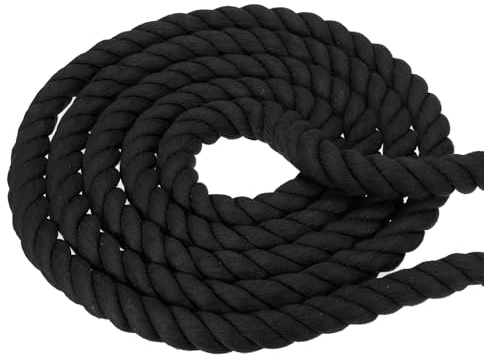 PATIKIL 1 inch x 100 Feet Corde de Coton Naturelle Tressée 3 Brins Corde de Coton Épaisse et Résistante Corde de Tir à la Corde pour Balustrades Artisanat Décoration Maison, Noir
