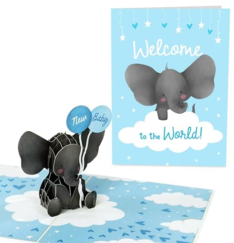 Central 23 Elefanten Pop Up Karte – Willkommen Neues Baby – 3D-Glückwunschkarte Zur Schwangerschaft – Süße Grußkarte Zur Geburt Von Enkel, Neffe, Bruder – Kommt Mit Aufklebern