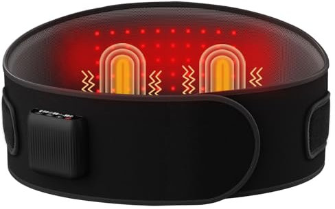 Emicool Wärmegürtel Vibrationsmassage für Rücken, 114x22cm Wärmegürtel Rücken mit 4 Massagemoden & 4 Wärmestufen, Heizkissen mit Abschaltautomatik, Tragbare Kabellos Heizgürtel für Männer Frauen