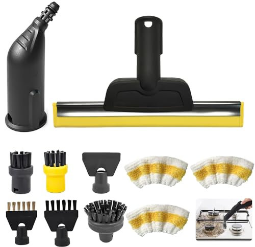 9 Pièces Accessoires pour Nettoyeur Vapeur Compatible avec Kärcher SC1 SC2 SC3 SC4 SC5, Brosses de Nettoyage à Vapeur, Embout Buse, Housse de Chiffon de Nettoyage