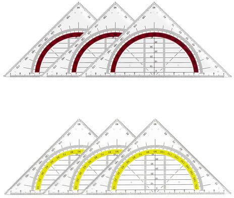 6 Stück Geometrie Dreieck,Zeichendreieck Winkelmesser 2 Funktionen,Geodreieck Groß,Aus Kunststoff,Kleines Multifunktional,Geometriedreieck,Transparent,Glasklar,für Studenten Büro Designer Malerei