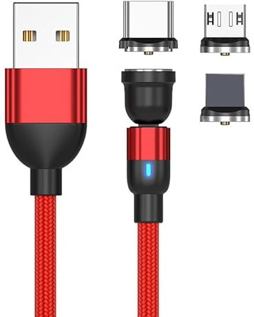 BITHAI 3 in 1 Magnetisches Ladekabel Schnellladen Magnet USB Kabel Magnetkabel für Android Micro-USB Type C Smartphone Tablette Quick Charge 360 Drehung Telefonladegerät (2m)