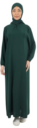 AFR® Womens Plain Elegant Abaya Modest Long Dress, Ladies Lightweight & Breathable Islamic Wear, Perfect for Daily Prayer (Bottle Green, One Size)