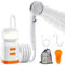 kswiown Portable Electric Shower with 8000mAh Battery & LED Light - Rechargeable Outdoor Shower Kit Shower Head and 2M Hose, 4 Spray Modes Battery Shower for Camping, Travel, Pets, Car Wash