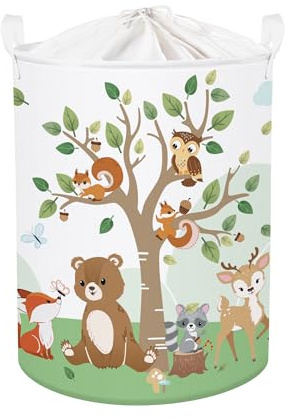 HUUMONSS Cute Forest Animal Storage Basket for Parents Organizing Kids Toys Clothes Large Boys Girls Gift Toy Box Bin Laundry Hamper for Bathroom Shower,Squirrel,63L