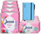 9-tlg Set: 4 x Slipeinlagen Flexibel Normal, 4 x 55 = 220 Stück + 4 x Tampons für die schwächere Periode + Notizbuch