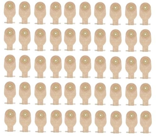 Fozriybefy 50 Stück Stomabeutel, Einteilig, Entleerbare Beutel für Kolostomie, Ileostomie, Stomapflege, 20-60 mm Ablassventil, Kolostomiebeutel