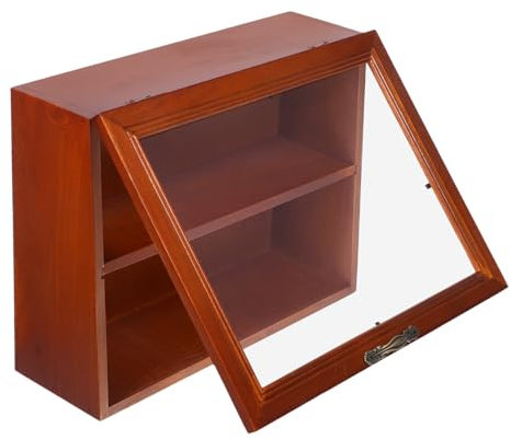 SOIMISS Vitrina De Madera Maciza Abatible para Almacenamiento Estantería para Objetos De Colección Vitrina Vintage Pequeña De Escritorio Vitrina para Figuras Vitrinas Expositor De