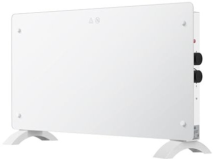 DONYER POWER 1500W Konvektor-Heizung, ultradünne Wandmontage oder freistehend, ultra-weiße Glasscheibe