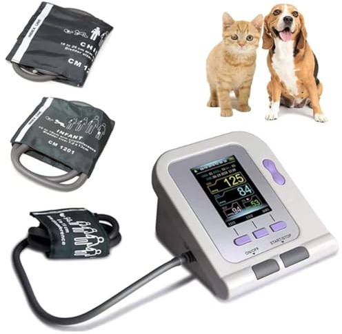 Digitales elektronisches Blutdruckmessgerät für Tiere, Blutdruckmessgerät mit 3 Manschetten, Tisch-Tierarztausrüstung für die Tierpflege von Hunden/Katzen/Haustieren,ThreeCuffs
