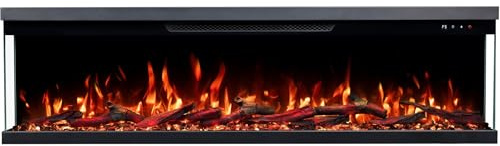 Emotion Flame Unity 183 - Chimenea eléctrica de 3 lados, para pared y empotrada, 183 x 19 x 36 cm, chimenea LED con calefacción 900/1800 W