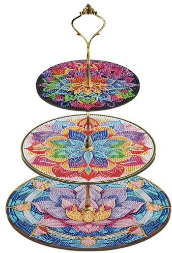 Mafagwre 3 Etagen Diy Diamond Painting Etagere, Diamond Painting Dessert Ständer 3 Stöckig, Schicht Snack Rack, 3 Stöckige Kuchenplatte, Snack Süßigkeiten Buffet Ausstellungsturm Servierplatte