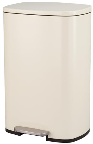 Panana 13 Gallon Stainless Steel Kitchen Pedal Bin 50L Modern Rubbish Waste Dustbin (Beige)