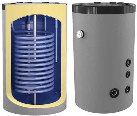 200 Liter Indirekt beheizter Warmwasserspeicher mit 1 Wärmetauscher als Unterstellspeicher - Anschlüsse nach oben - Zirkulation seitlich -