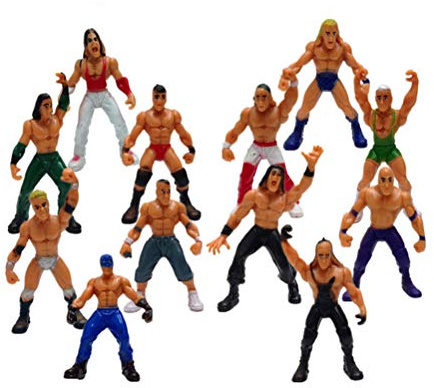 XUMIUZIY Mini-Wrestling-Spielset, 6-seitiger Ring, 12 Verschiedene Wrestler, Szenenmodell aus Nicht Sicherem Material für Tischdekorationen (Wie Gezeigt)