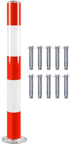 GTHTUHFD Paletti di Sicurezza con Nastri Riflettenti Rossi E Bianchi, Paletto di Sicurezza da 3 Pollici di Diametro, Paletto di Sicurezza per Impieghi Gravosi,3x29.5in