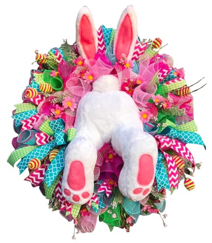 Osterhase Girlande mit Plüsch Popo - Osterdekoration für Tür und Wand - Frühlingsdeko für Drinnen und Draußen