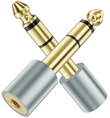 Kryoza Klinke Adapter 6,35mm Stecker auf 3,5mm Klinke Buchse 2 Stück | Kopfhörer Adapter 3.5mm auf 6.35mm Aux Audio Adapter Vergoldet für Kopfhörer, Keyboard, Gitarre, Lautsprecher, Klavier