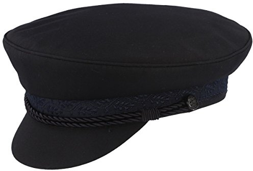Breiter Berretto da Capitano Cappello da Marinaio in Tessuto con Fodera Interna Rossa e Cordoncino - Blu Marino 56