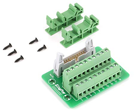 Keenso Klemmenblock Breakout-Stiftleiste Breakout-Leiterplatte Anschlussblock-Steckverbinder IDC20P 20Pin PLC-Schnittstellenhalterung mit einfachen DIN-Schienenmontagefüßen