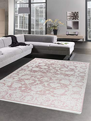 CARPETIA Tappeto Orientale da Salotto Tappeto Barocco Vintage Rosa con Frange Größe 80 x 300 cm