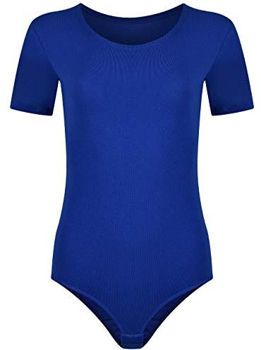 Evoni Damenbody mit kurzen Ärmeln und Rundhals I Damen T-Shirt I Bodysuit Women I Unterzieh-Body I Kurzarm-Body mit optimaler Passform Royal Blue L