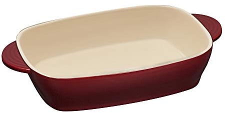 Auflaufform - Backform - Lasagneform - Brotbackform - rote Ofenform rechteckig aus Keramik für Brot Lasagne Brownie Kuchen (1 l - 183 x 122 x 45 mm)