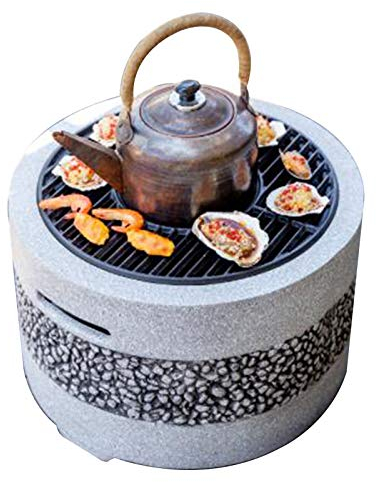 Feuerstellen Garten Holzbrenner Feuerstelle Barbecue Grill Kit, Backyard Terrasse Outdoor Imitation Stein Kamin Bonfire Pit, 55,5 cm / 21.9 (Color : Beige, Size : Kit-2)