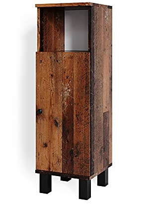 Vicco Midischrank Fynn, Badmöbel, Eiche rustikal, 30 x 95 cm