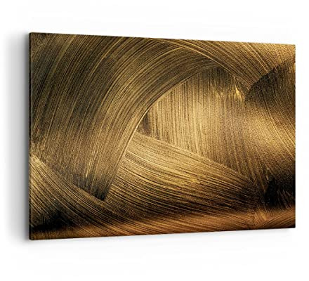 ARTTOR Bilder auf Leinwand 120x80cm Wandbild Abstrakt - 4477 | Gold Textur Abstraktion Groß XXL Wanddekoration Wohnzimmer Schlafzimmer Wanddeko Wand Kunstdruck Wandkunst Wall Decor ARTTOR