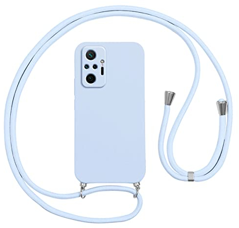 Vauki Funda con Cuerda para Xiaomi Redmi Note 10 Pro MAX/Note 10 Pro 4G, Carcasa Silicona AntiChoque con Correa, Case con Ajustable Colgante Collar Cordón Suave Cuello, Púrpura Claro