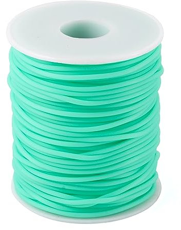 Craftdady Tubo hueco de 50 m, cordón de goma de PVC, cuerda de tubo de goma envuelto alrededor para alambre de memoria, collar, pulsera, tejido, aguamarina